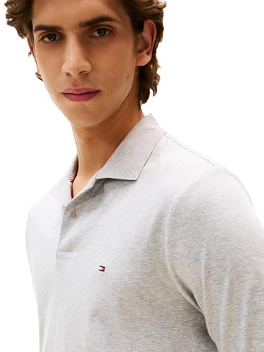 Tommy Hilfiger Men's Liquid Cotton Regular Long Sleeve Polo, Light Grey Heather XX-Large - image 2