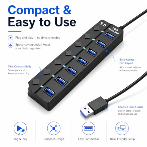 Extensor USB de 5 Gbps con interruptor individual para MacBook y Surface 6