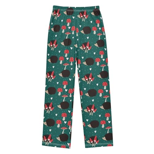 Hedgehogs Love Mushroom Boys Long Pants Soft Trousers Elastic Waist Kids Lounge Bottoms with Pockets S-XL
