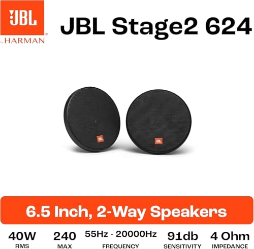 JBL Stage2 624 2-Wege Auto Lautsprecher Set von Harman Kardon - 240 Watt KFZ Autolautsprecher Boxen 16 - 17 cm