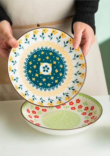 Image of Ceramic Dinner Set with Gift Box, 6 Pieces, Premium Porcelain Floral Dinnerware Set, Microwave & Dishwasher Safe, Serving Set for Home, Kitchen, Housewarming Gift (Multi-Colored, Pack of 6)