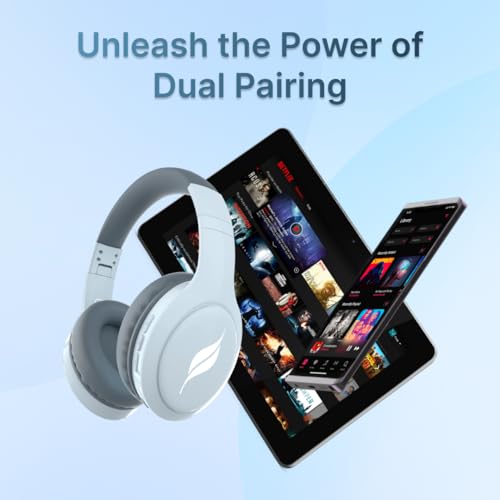 Image of Leaf Bass Pro Bluetooth Wireless Over Ear Headphones with Mic, 50 Hours Battery Life, Dual Paring, Super Soft Cushions and Deep Bass (Carbon Black)