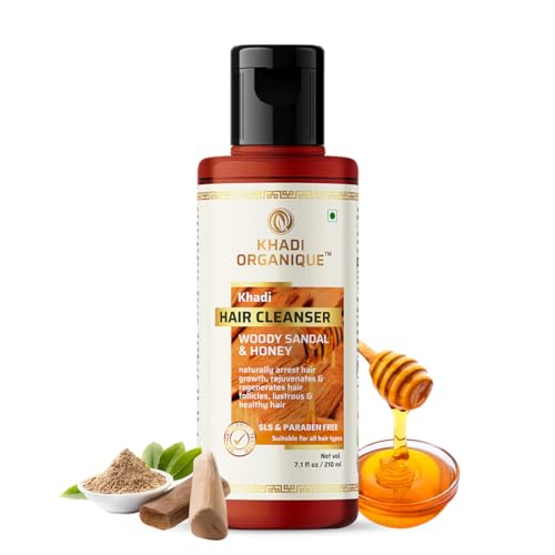 Image of Khadi Organique Woody Sandal & Honey Hair Cleanser Shampoo | SLS & Paraben Free Herbal Shampoo | Nourishing, Strenghten, Anti-Dandruff & Hair Fall Control | For Daily Use - 210 ml (Pack of 3)