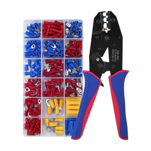 Pince à sertir manuelle avec 300 connecteurs électriques - Assortiment de cosses de câble - Kit de sertissage de fil isolé