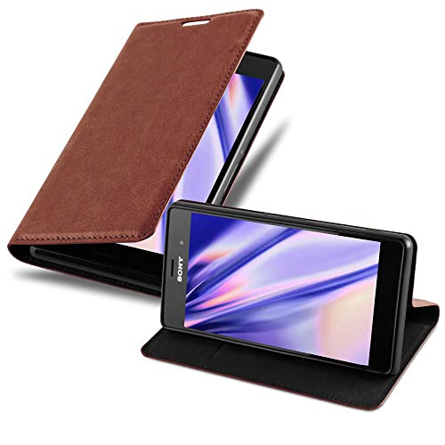 cadorabo Coque pour Sony Xperia Z3 en Marron Moyen - Housse Protection avec Fermoire Magnétique, Stand Horizontal et Fente Carte - Portefeuille Etui Poche...