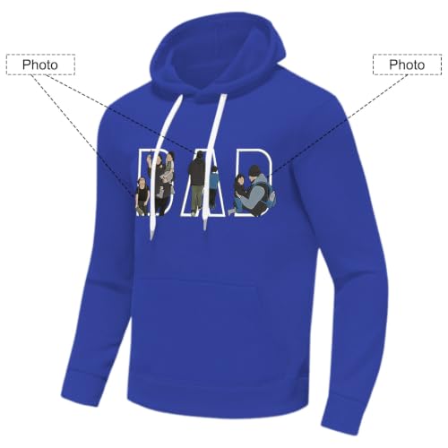 Sudadera con capucha estampada azul estilo informal con bolsillos integrados 3