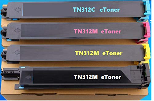 Toner Compatible with Konica Minolta TN312 TN312K TN312Y TN312C TN312M Compatible Toner Set 20,000 Black 12,000 Yield Colors Toner for Bizhub C300 Toner, Bizhub C352 Toner, Bizhub C352P Toner