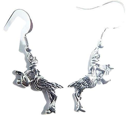 Royal Swan Tibetan Silver STORK WITH BABY Earrings On Sterling Silver Hooks Free Organza Gift Bag Wiccan Hindu Buddhist CND CHRISTIAN DOCTOR MATERNITY