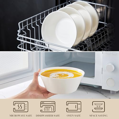MALACASA Müslischalen 1L, 4er Pack Salatschüssel aus Porzellan, Bowl Schüssel Set für Müsli, Salat, Obst, Suppe, Ramen, Serie Regular 5