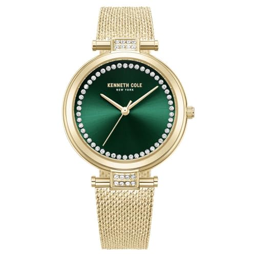Kenneth Cole Classic Quartz Analog Green Dial Gold Stainless Steel Strap Watch for Women – KCWLG0026801LD