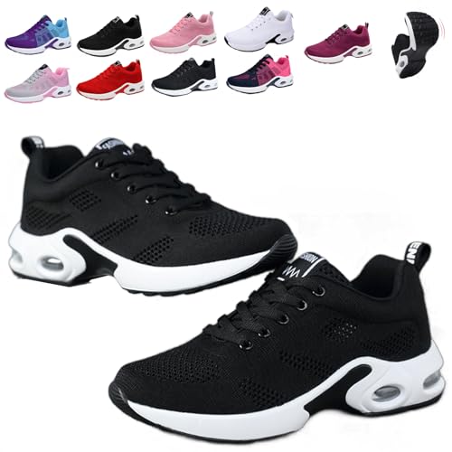 Musabela Women's Orthopedic Wide Toe Box Sneakers, Breathable (Black, 10)