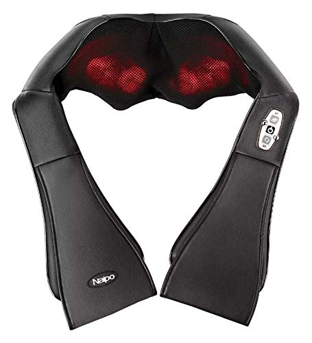 Preisvergleich Produktbild Naipo Massagesitzauflage Rückenmassagegerät mit drei Massagezonen Wärmefunktion und Shiatsu Vibrationmassage Tiefenmassage Rollmassage für Nacken Rücken Gesäß für Haus Büro Auto (14)