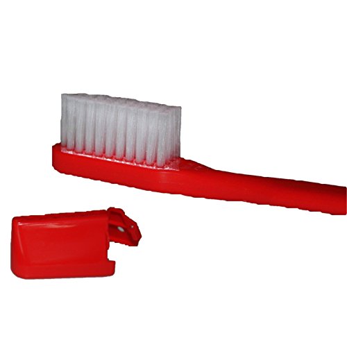 PHB RX Ultra Soft Red Toothbrushes - Pack of 12 - Includes travel cover. Made in USA