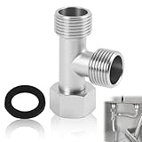 3 Wege Ventil T-Stück, Aus Kupfer, WC-Anschlussventil 3/8" Gerade & 3/8" Seitlich, für Wasseranschluss, 3/8 Zoll Gerade mit 3/8 Zoll Seitenanschluss, robuster T-Adapter für Waschmaschine, Dusche, Bad