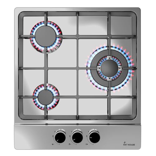 KKT KOLBE G453ED Plaque de cuisson à gaz 44,5 cm, autonome, 6,2 kW, 3 feux, réglable en continu, zone wok, sans cadre, commande à bascule, support de...