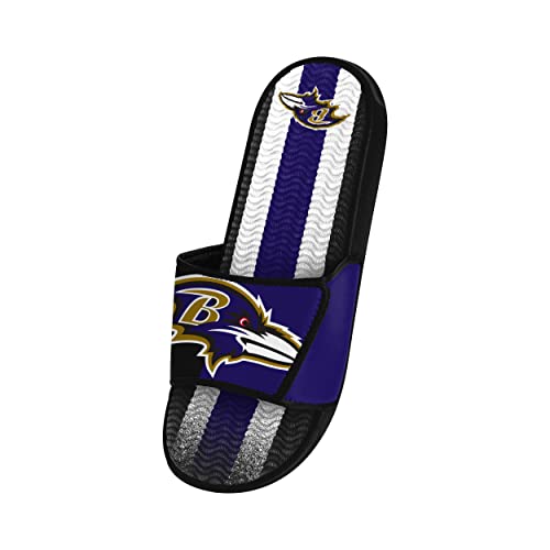 Image of FOCO mens NFL Team Stripe Logo Athletic Sport Shower Flip Flop Sandals Gel Slides