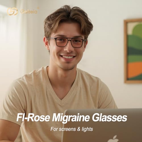 Image of Goiteia FL-Rose Migraine Glasses,Blocks 480-520 nm Light, Light Sensitivity Glasses for Fluorescent LED Glare,Photophobia