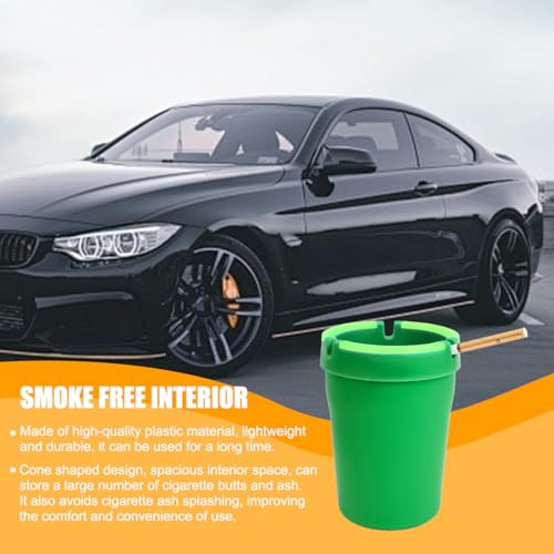 Image of Mandark Car Ashtray, 2PCS Glow In The Dark Smokeless Self-Extinguishing Vehicle Cigarette Trash Can, Smellproof Portable Automotive Ash Holder Organizer, Universal for Truck Home Office (Green)