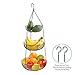 CAXXA 3-Tier Hanging Basket Fruit Organizer Kitchen Heavy Duty Wire Organizer with 2 Free Bonus Metal Ceiling Hooks(Bronze)