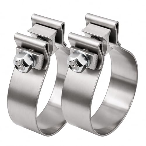 ROADFORMER 3.5 Inch Exhaust Clamp Narrow Band Stainless Steel Muffler Band Clamp for 3.5 OD-ID Slip Fit Exhaust Pipe Muffler Catalytic Converter & Exhaust System Repair 2 Pack