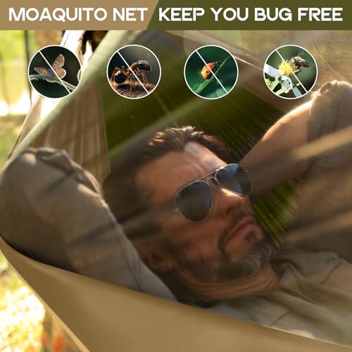 Image of Camping Hammock Mosquito Net,Double & Single Portable Hammocks Hammocks with 2 Tree Straps,Hammock Tent for Travel Camping,Camping Accessories for Indoor Outdoor Hiking Backpacking Backyard Beach