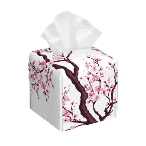 Branch of A Flourishing Tree Flowers Cherry Blossoms Spring Theme Art Square Tissue Box Cover, Cube Tissue Box Holder, Table Tissue Box