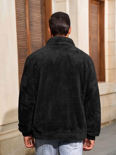 Yousify Mens Fuzzy Sherpa Jacket Full Zip Fleece Long Sleeve Jackets Thermal Coat Fall Winter Outwear3