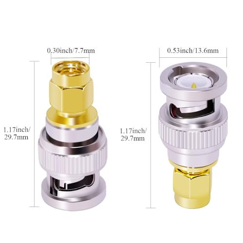 CNARIO 2Pzs Adaptador coaxial SMA macho a BNC macho miniatura 3