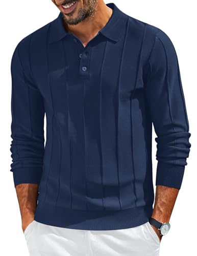 COOFANDY Mens Collared Sweater Knitted Polo...