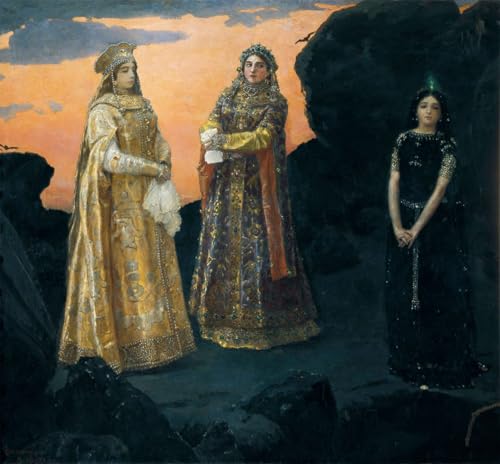 Cuadro en Lienzo Tre Tsarevna de Vasnetsov Impresión Arte para Decoración de Oficina 60x90cm