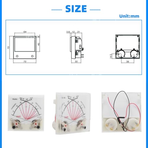 Image of Eujgoov Cross Needle SWR /Watt Meter, Double Needle 60 /300W Band Standing- Meter with Backlight