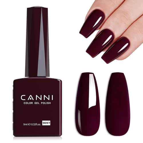 Image of CANNI 9ml Maroon Red Purple Gel Nail Polish, High Gloss UV LED Soak Off Gel