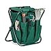 Relaxdays Taburete Jardín Plegable, Organizador Herramientas Jardinería, Poliéster-Acero, 1 Ud, 42 x 30 x 39 cm, Verde, 39 x 30 x 42 cm