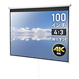 イーサプライ プロジェクタースクリーン 100インチ 4:3 巻き上げ 吊り下げ 天吊り ロール式 壁掛け 大型 ホームシアター EEX-PST1-100