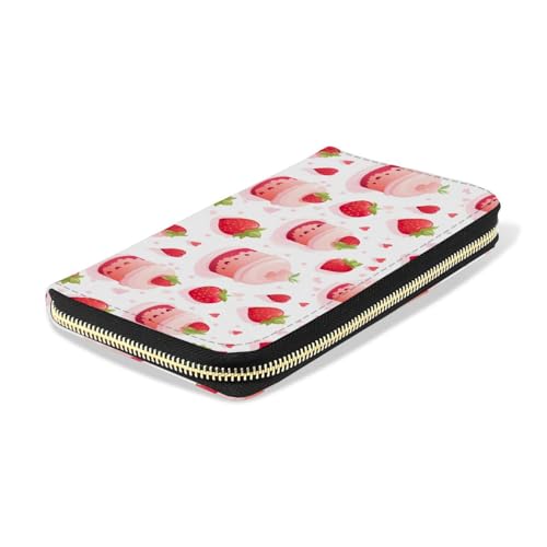 Cute Strawberry Cake Women's Large Capacity Wallets Holder Wallet Credit Card Clutch Coin Pocket Pu Leather Zipper Closure Deal Gift for Women 212207654