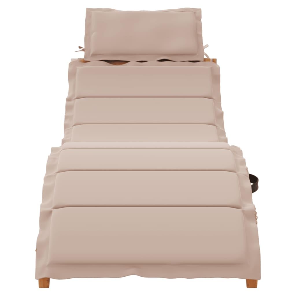 Leżaki z poduszkami, 2 szt., kolor taupe, lite drewno akacjowe, leżak ogrodowy z poduszką, składany, na basen, taras, balkon