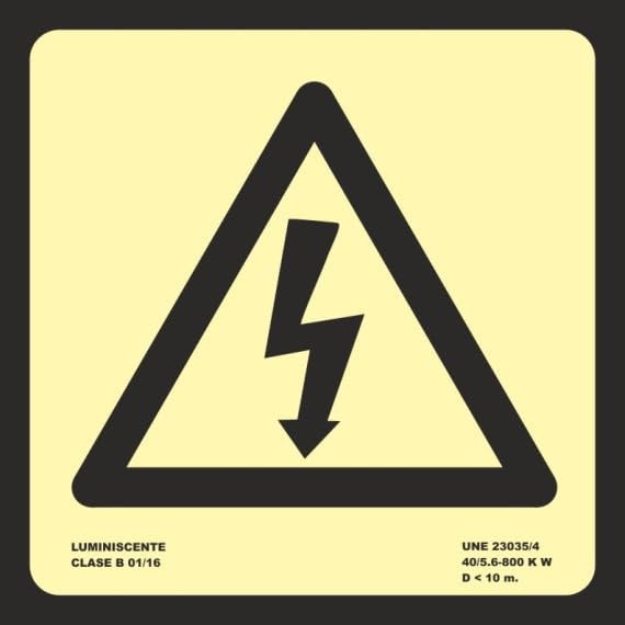 Señal de Riesgo Eléctrico (sin texto) con capa luminiscente SEKURECO