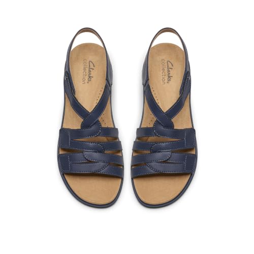 Clarks Clarks Collection Women's Maelynn Paige Wedge Sandal, Navy Leather, 9 Medium US