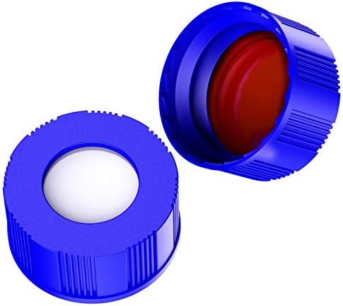 Autosampler Vials Cap,9mm Blue Polypropylene Screw-Thread Caps with PTFE Red/Silicone White Septa by Biomed Scientific