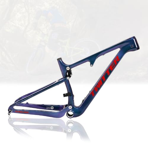 27.5/29er SoftTail Mountain Bikes Frame 15''/17''/19''/21'' Carbon Fiber Mountain Bikes Frame Disc Brake Travel 120mm Bicycles Frame BOOST Thru Axle 148mm T47 BSA Routing Internal ( Color : Red , Size