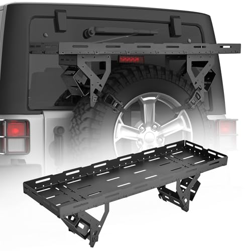 VEVOR Spare Tire Cargo Basket, for 30-40 Inch Tires, Fit for 1976-2024 Jeep Wrangler JK JL TJ YJ CJ, 80 lbs Load Capacity, Utility Cargo Basket Rack Storage Tray Replacement, No-Drill Installation by VEVOR - Used condition - US$143.81