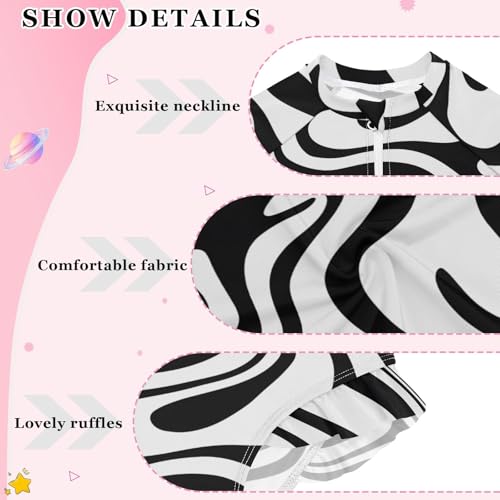 ALAZA Toddler Swimsuit Girl Bathing Suit Swimwear Rash Guard Ripple Long Sleeve 3T4