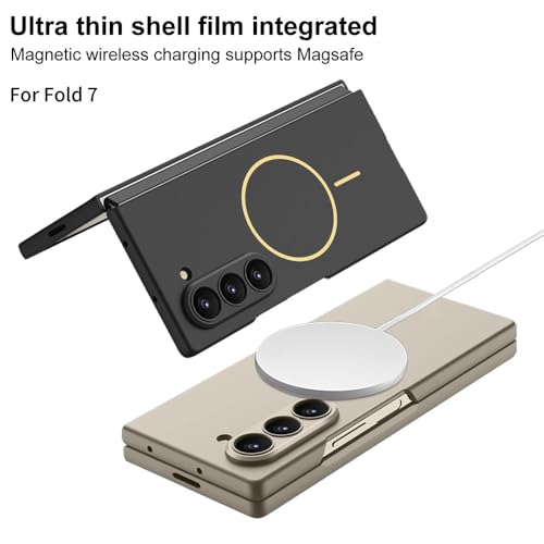 Image of TechTrendz Magnetic Cover [Compatible with MagSafe] for Samsung Galaxy Z Fold 7 Case Slim Hard PC + Tempered Glass Protective Phone Case for Galaxy Z fold 7 Back Cover - Silver