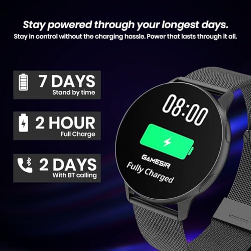 Image of GameSir Active 5 Smart Watch AMOLED Display 1.3 inch Screen, 360 * 360 Resolution, IP68 Waterproof with Multiple Watch Faces Bluetooth Calling Round Dial Smartwatch for Men & Women (Millanese Black