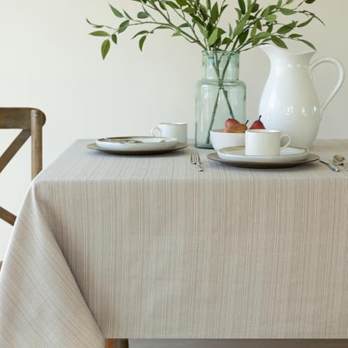 Benson Mills Cameron Textured Fabric Table Cloth, for Everyday Home Dining, Parties, Weddings & Holiday Tablecloths (52" x 70" Rectangular, Millennium Natural) by Benson Mills - Used condition - US$19.54