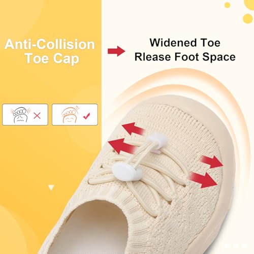 Feetcity Toddler Sneakers Boys Girls Wide Toddler Tennis Shoes Kids Running Shoes Breathable Toddler Barefoot Shoes 7 Size Beige thumb #3