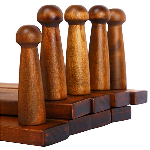 WEBI Accordian Wall Hanger,Expandable Wooden Coat Rack,Hat Rack for Wall,Accordion Wall Rack for Hats,Caps,Coffee Mugs,17 Peg Hooks,Rustic Brown - Thumbnail 5