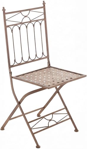 CLP Chaise de Jardin Pliante Asina, Dossier en Fer galvanise, Style Art Nouveau, Fauteuil pour Balcon et terrasse, Hauteur Assise 48 cm, Couleur:Marron Antique