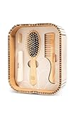 TEK   Hair Pleasure Set, Kit Brosse et Peigne en Bois, Dents de Remplacement Incluses, Kit de Soins Capillaires Naturels et Artisanaux, Idéal pour Les Cheveux Moyens
