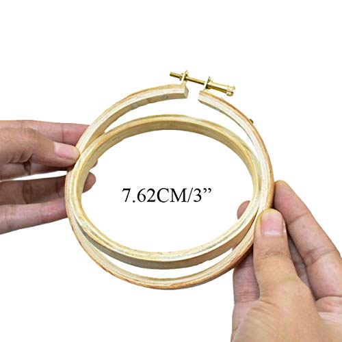 Image of Embroiderymaterial 3Inch Round Wooden Embroidery Hoop Frame with Brass Metal Screw (1 Piece)